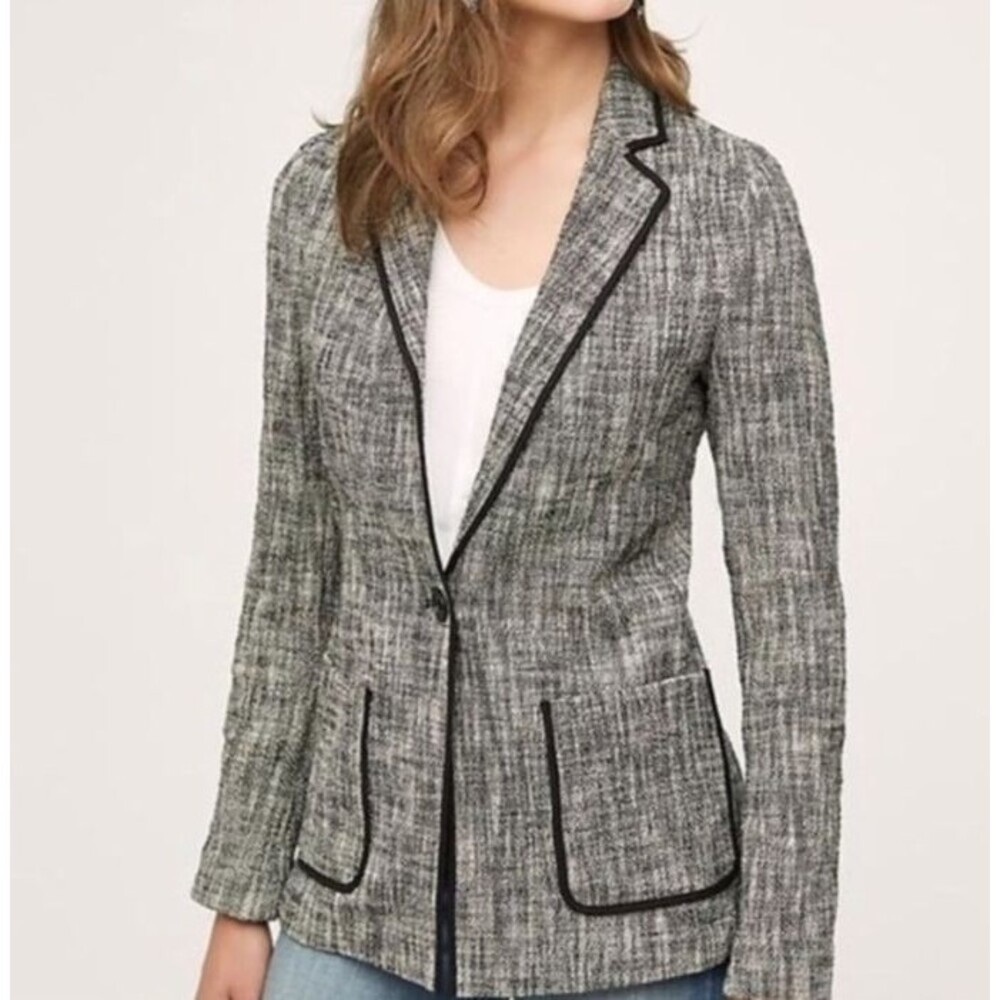 Anthropologie Cartonnier Tweed Blazer Jacket Size 12